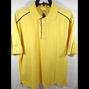 PGA Tour Golf Polo Shirt Men's Size Large Yellow With Blue Stripe Accents